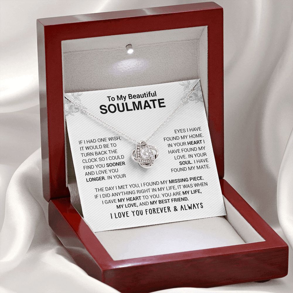 To My Beautiful Soulmate - In Your Eyes I Have Found My Home - Love knot Necklace