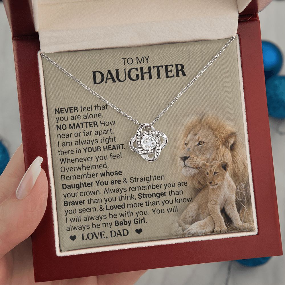 To My Daughter - Stronger Than You Seem - Love Knot Necklace