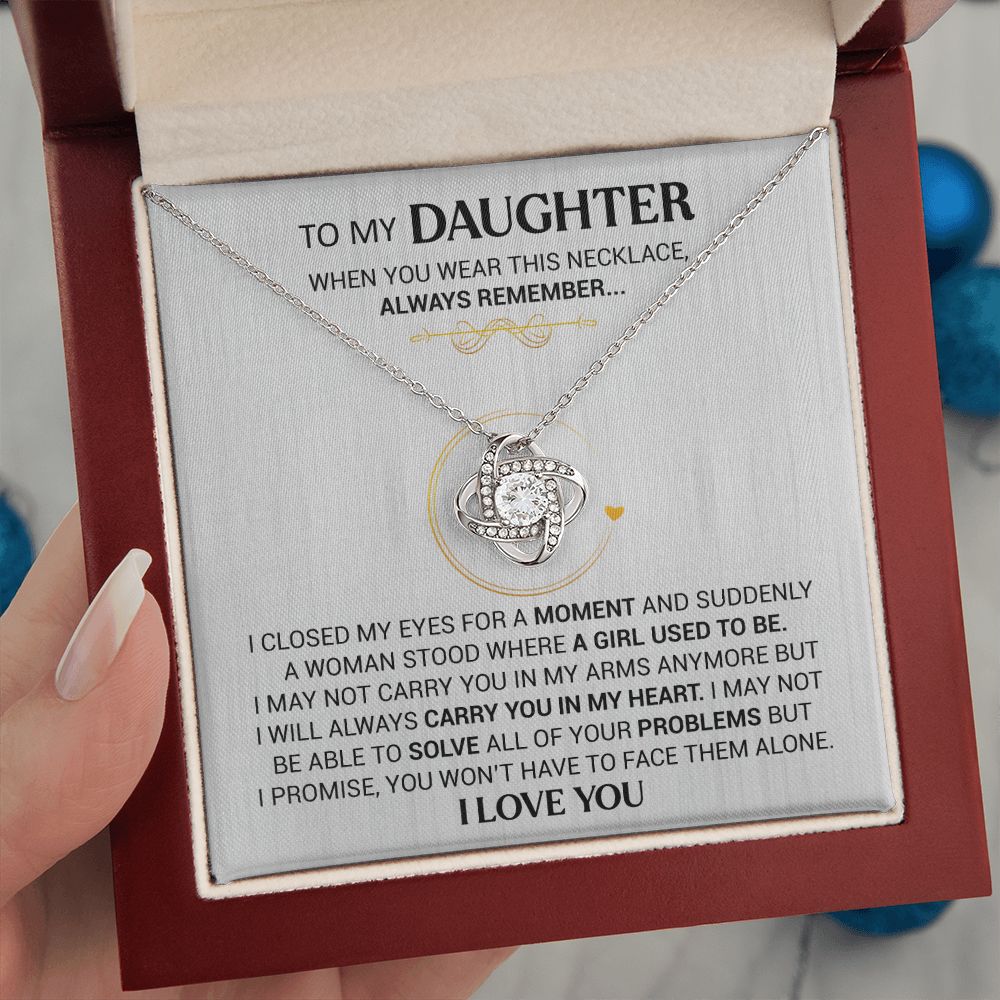 To My Daughter - Carry You In My Heart - Love Knot Necklace