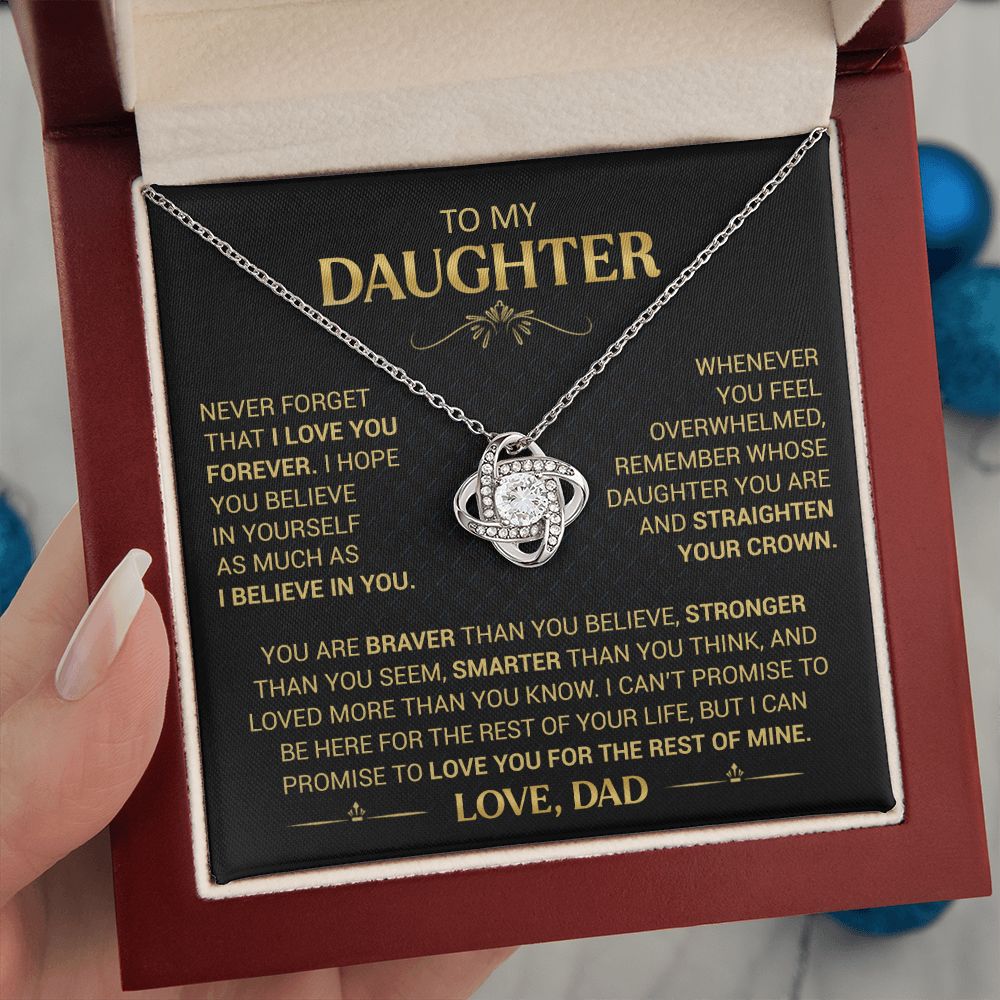 To My Daughter - Straighten Your Crown - Love Knot Necklace