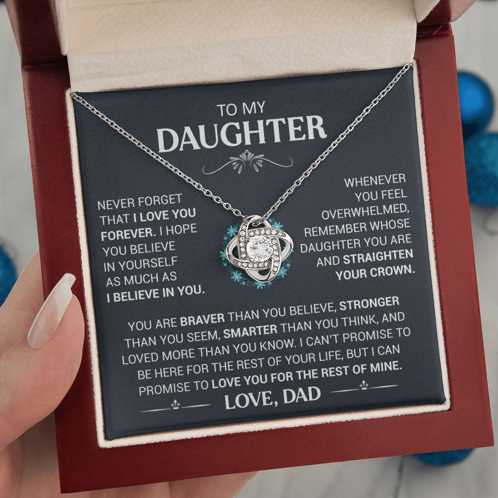 To My Daughter - Straighten Your Crown - Love Knot Necklace