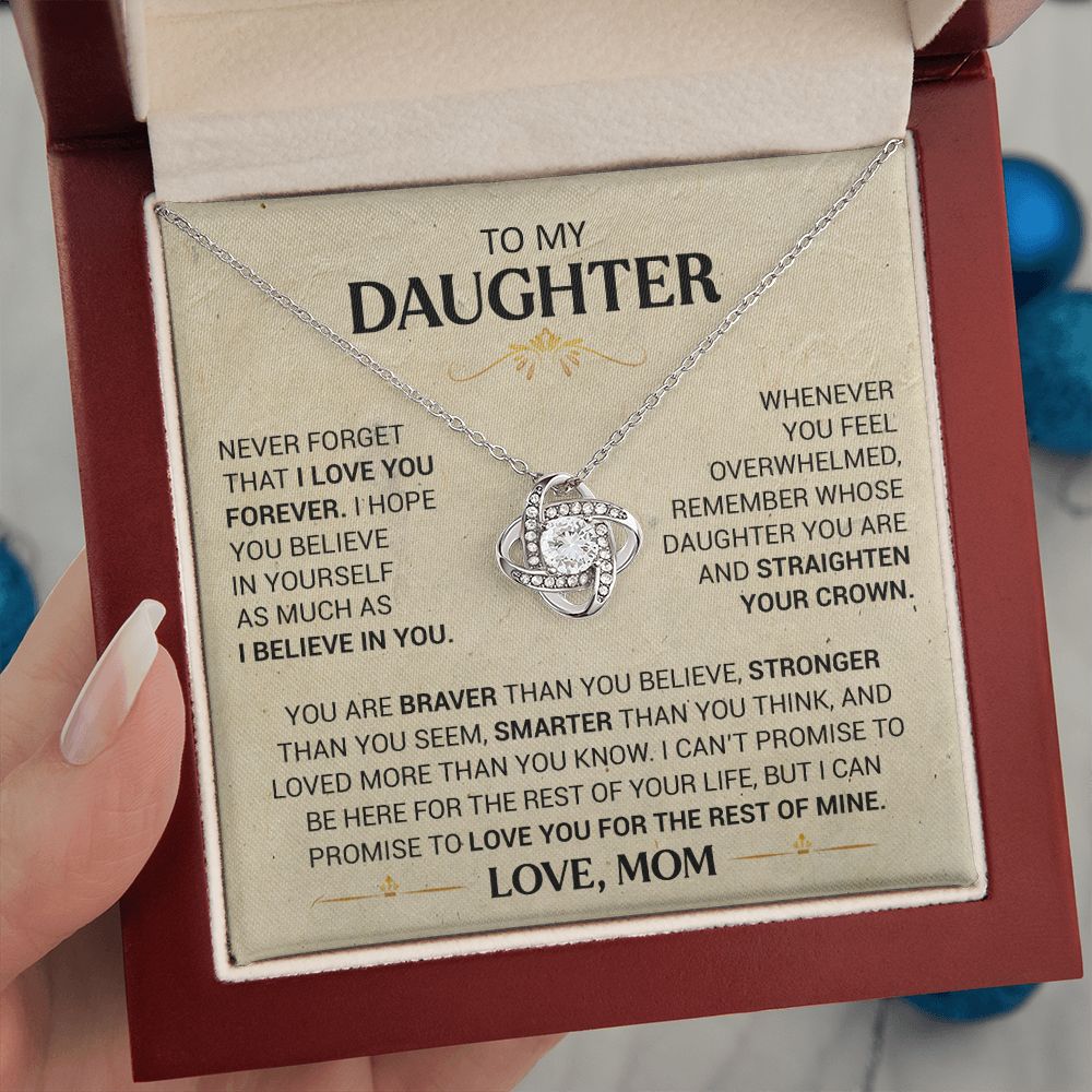 To My Daughter - Straighten Your Crown - Love Knot Necklace