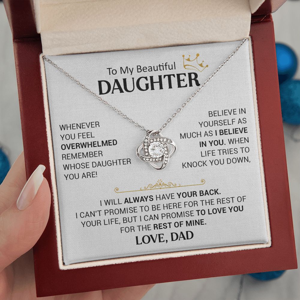 To My Beautiful Daughter - Believe In Yourself - Love Knot Necklace