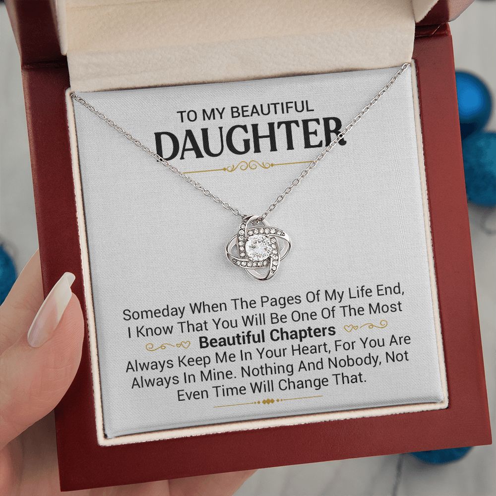 To My Beautiful Daughter - Pages Of My Life - Love Knot Necklace