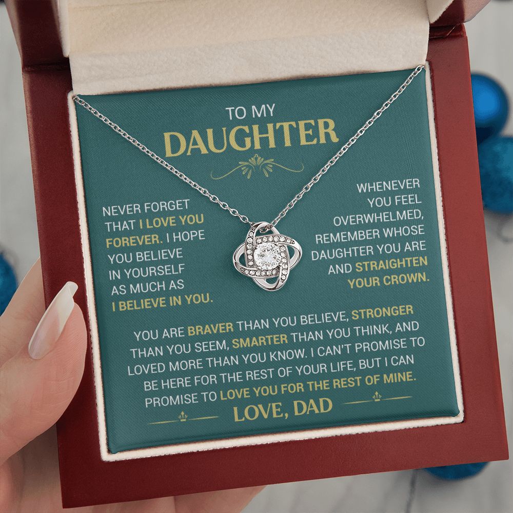 To My Daughter - Straighten Your Crown - Love Knot Necklace