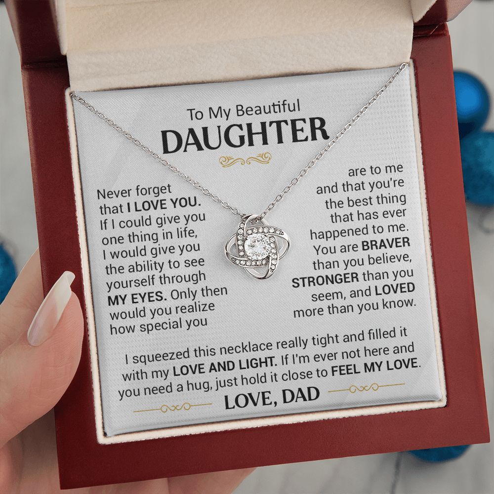 To My Beautiful Daughter - See Yourself Though My Eyes - Love Knot Necklace